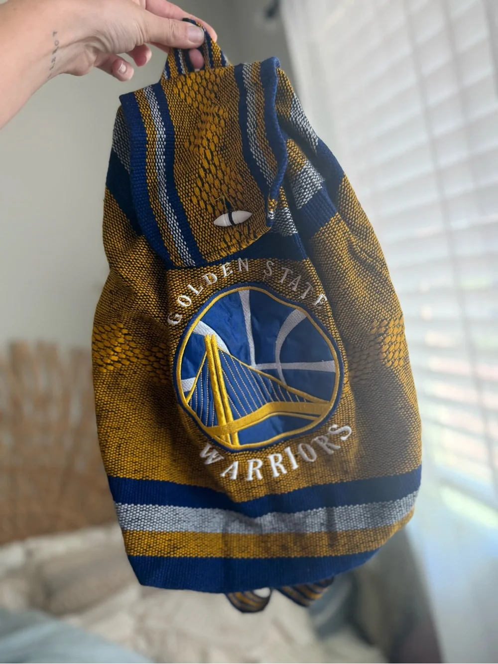 GOLDEN STATE WARRIORS NBA TEAM BLUE Woven Backpack NEW Hippie bag